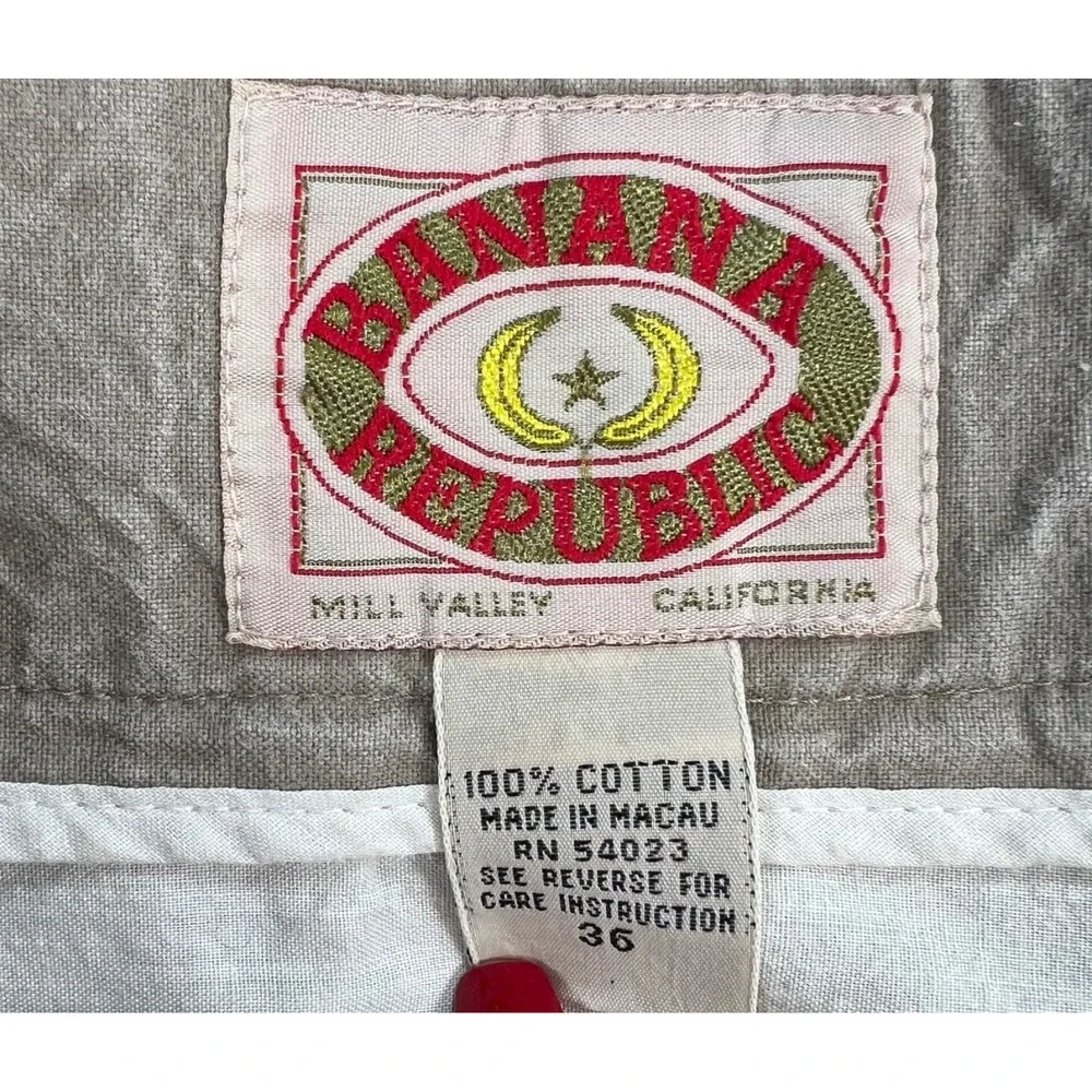 Banana Republic Safari Vintage Shorts Mens 36x7 Khaki Cotton Mill Valley 80's